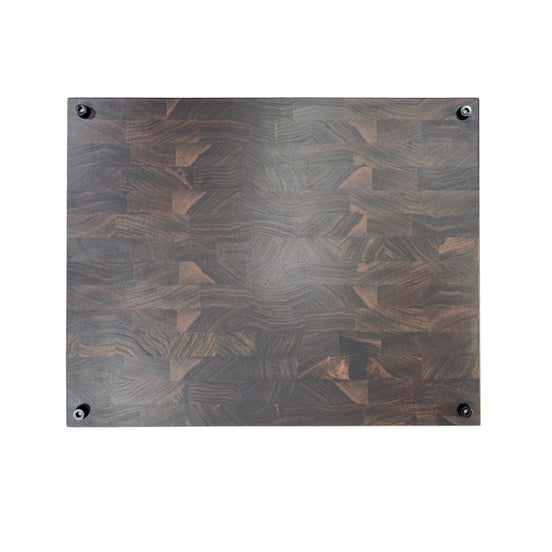 Back side of lily board plain end-grain black walnut with small rubber feet