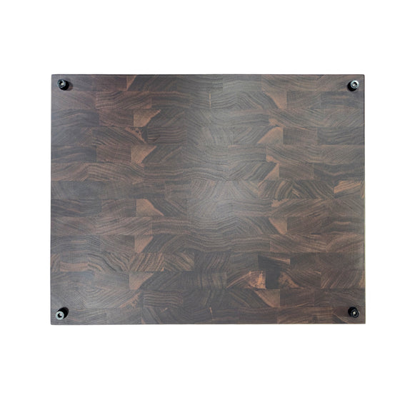 Back side of lily board plain end-grain black walnut with small rubber feet